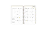 January 2025 - December 2025 weekly monthly planner featuring a monthly spread boxes for each day, lined writing space, notes section, reference calendars, and white monthly tabs in 5x8 size