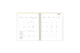 January 2024 - December 2024 weekly monthly planner featuring a monthly spread boxes for each day, lined writing space, notes section, reference calendars, and white monthly tabs in 8.5x11 size