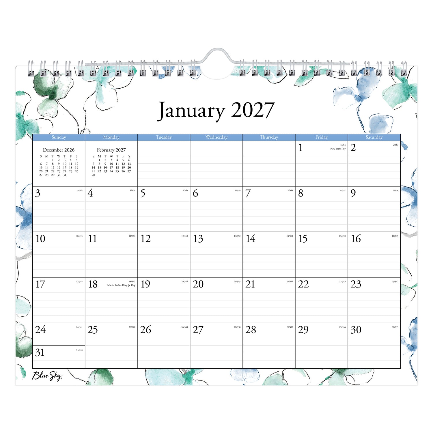 january 2027 to december 2027 wall calendar in 11x8.75 size with lined writing space and reference calendars