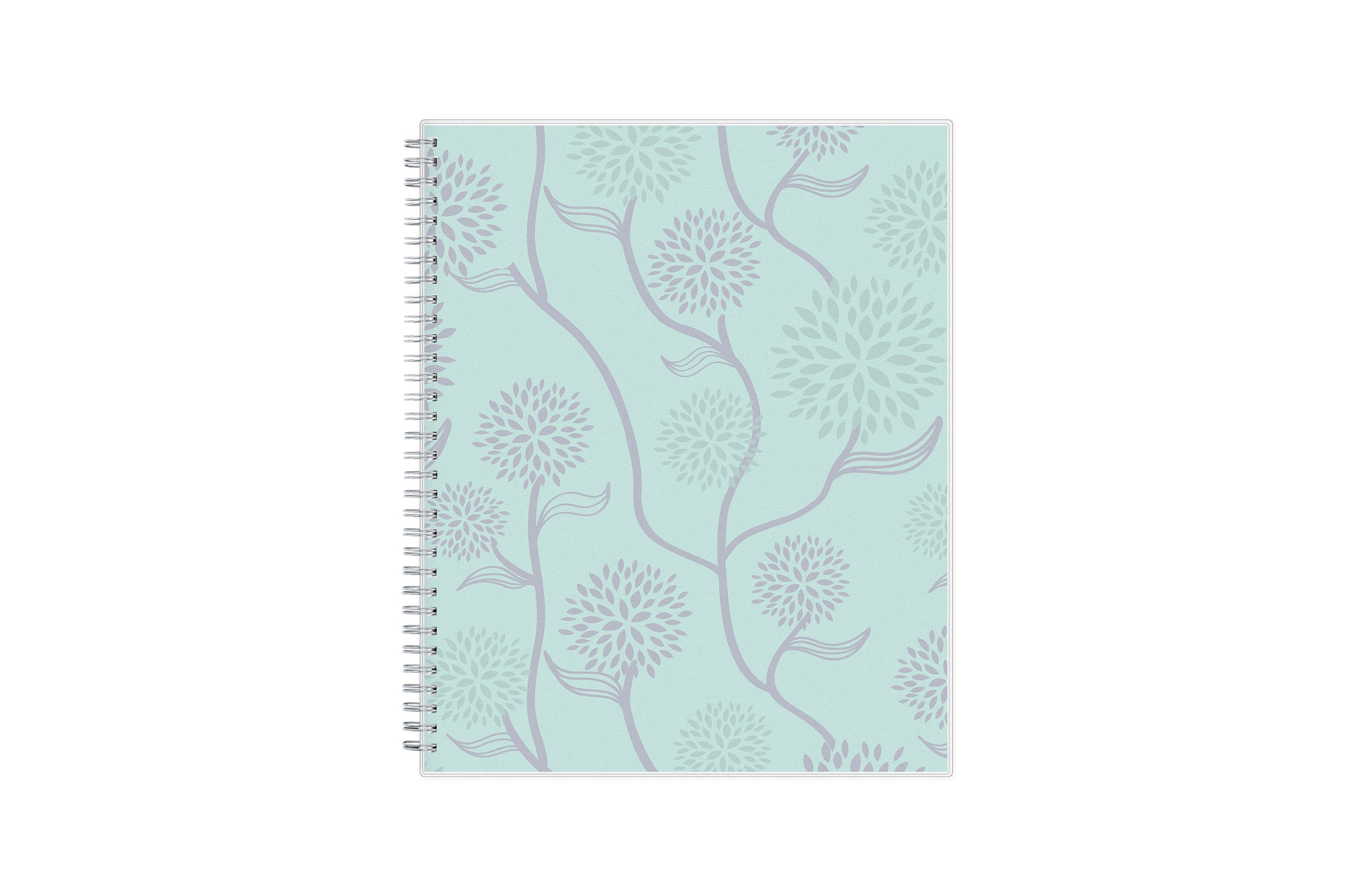 January 2024 - December 2024 weekly monthly planner featuring a floral front cover design and silver twin wire-o binding
