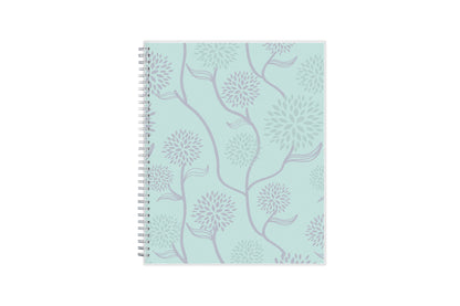 January 2024 - December 2024 weekly monthly planner featuring a floral front cover design and silver twin wire-o binding
