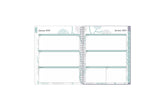 January 2024 - December 2024 weekly monthly planner featuring a weekly spread with lined writing space, notes section, reference calendars, and light purple monthly tabs in 8.5x11 size