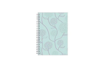 January 2024 - December 2024 weekly monthly planner featuring a floral front cover design and silver twin wire-o binding 5x8 size