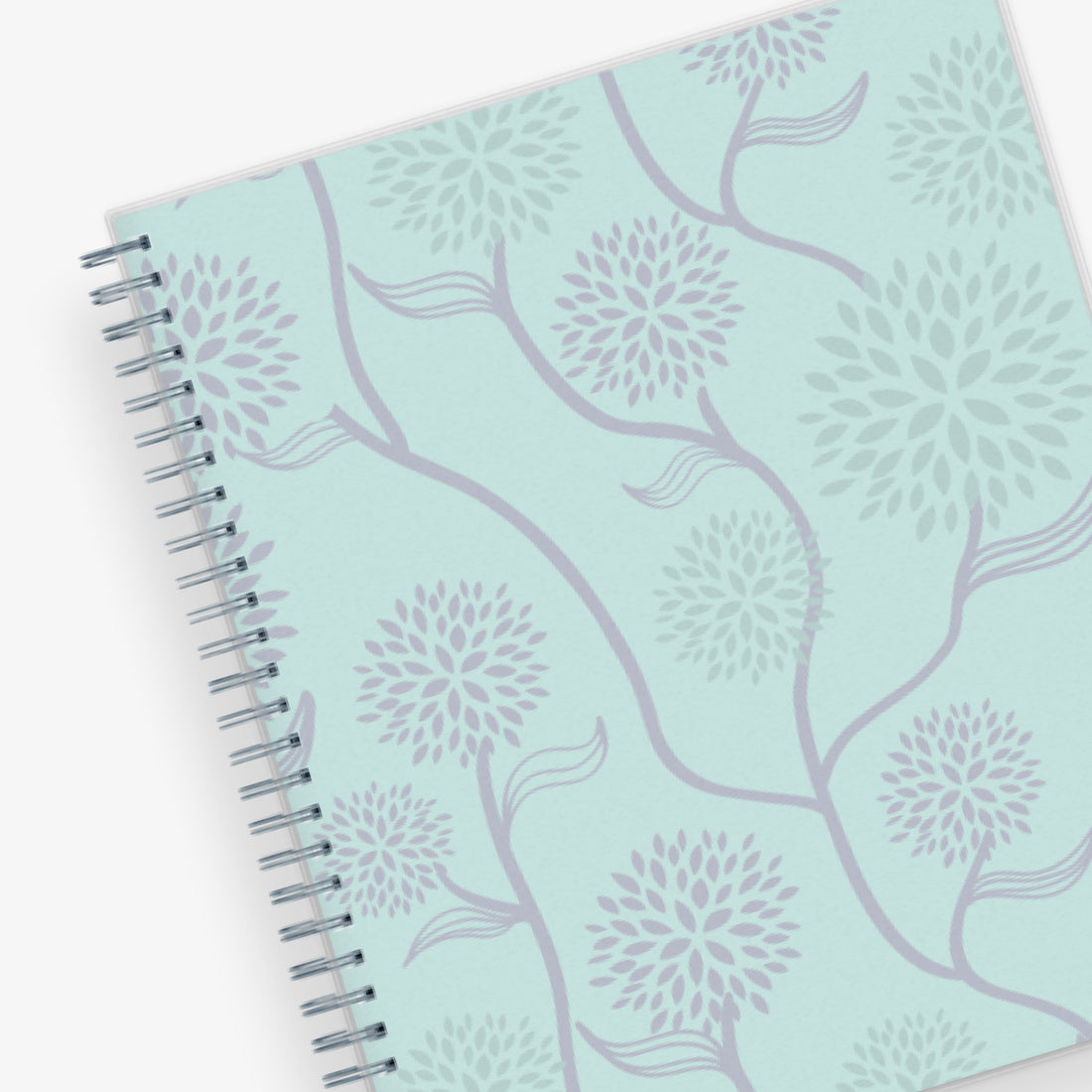 2024 monthly planner in a 8x10 planner size featuring silver binder, floral poppy flower on light blue background