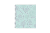 2024 monthly planner in a 8x10 planner size featuring silver binder, floral poppy flower on light blue background