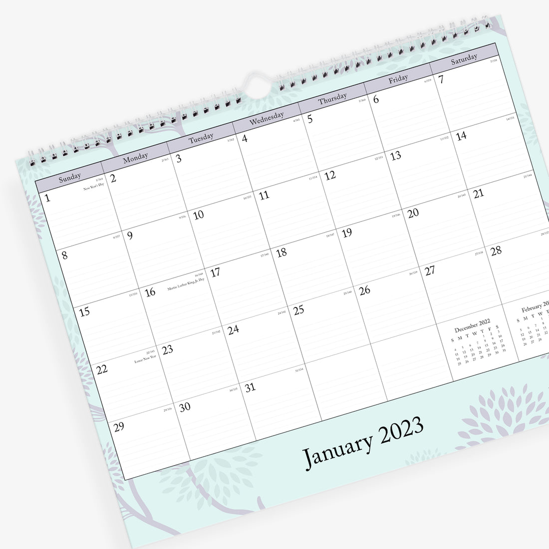 The perfect office wall calendar covering January 2024 and December 2024 fits well in any space featuring ample lined writing space and reference calendars