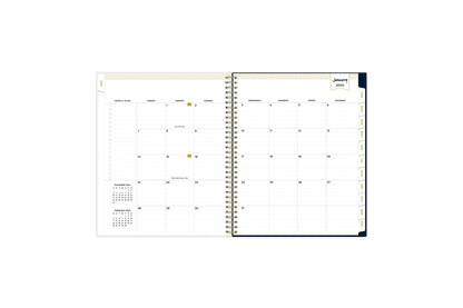 January 2024 monthly overview with to do lists, notes section, square boxes with lined writing space for dates, and white colored monthly tabs