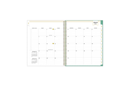 January 2024 monthly overview with to do lists, notes section, square boxes with lined writing space for dates, and whitecolored monthly tabs