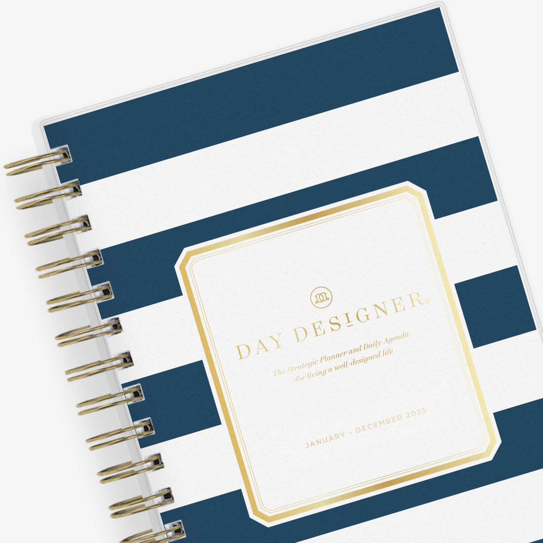 Rugby Stripe Navy 2025 Daily Monthly 5x8 Day Designer for Blue Sky Planning Calendar