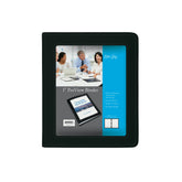 1" pro view binder featuring a clear front cover for presentations, projects, etc. 3 hole binder and wrapped in faux leather with storage pockets and business card holder, and pen loop