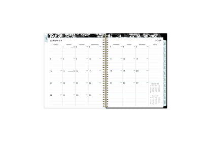 2024 weekly monthly planner featuring a monthly view with lined writing space for each date, reference calendars, and light blue monthly tabs