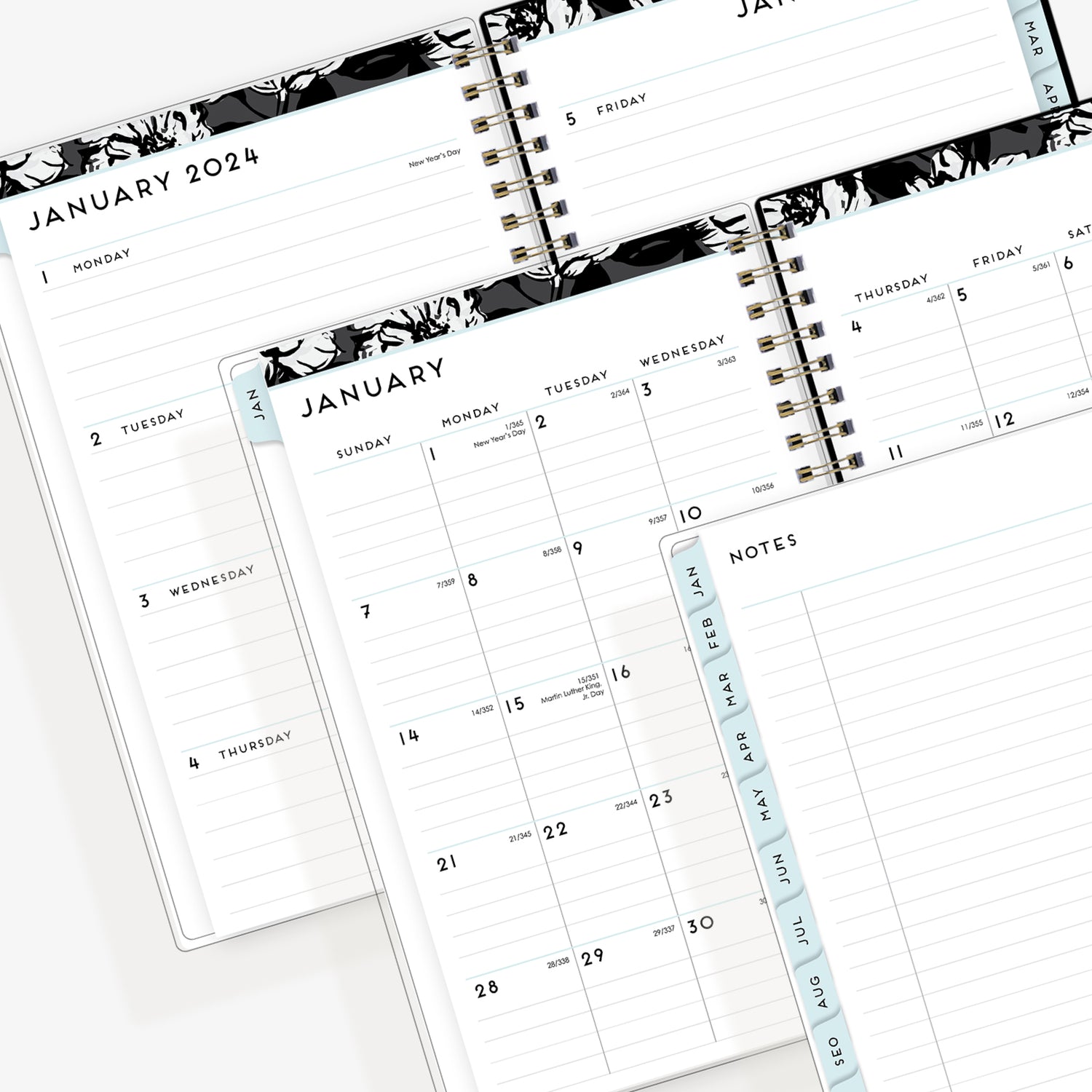 Baccara Dark 2024 Weekly Monthly 5x8 Planning Calendar