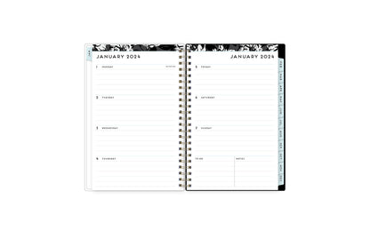 weekly view on this 2024 monthly weekly planner featuring ample lined writing space, weekly to do section, notes section, and blue monthly tabs