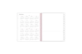 This 8.5x11 2024 weekly monthly planner featuring a yearly overview for both 2023 and 2023, a yearly goals recap to review end of the year, and contact page.
