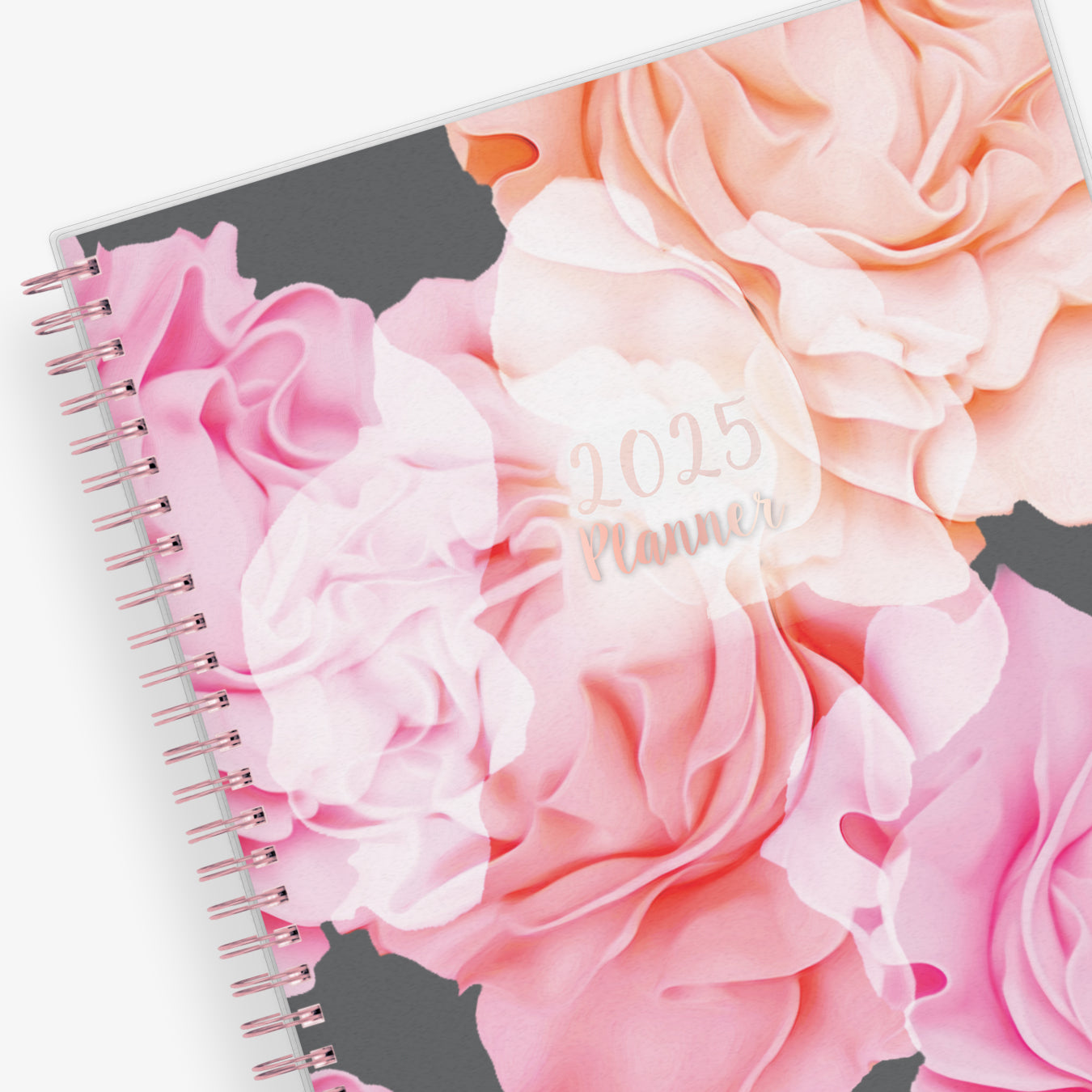 Take planning to the next level with this 2025 weekly monthly planner from Blue Sky featuring a cover with beautiful roses in shades of pink, rose gold twin wire-o binding in 8.5x11 planner size, and flexible front cover.
