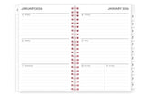 This January 2026 - December 2026 weekly monthly planner features a weekly spread with ample lined writing space for each day, notes section, to -do list, and monthly tabs for easy navigating in a 5x8 planner size
