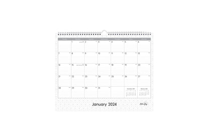 Experience this January 2024 - December 2024 clean geometric monthly wall calendar featuring reference months and ample lined writing space for each day