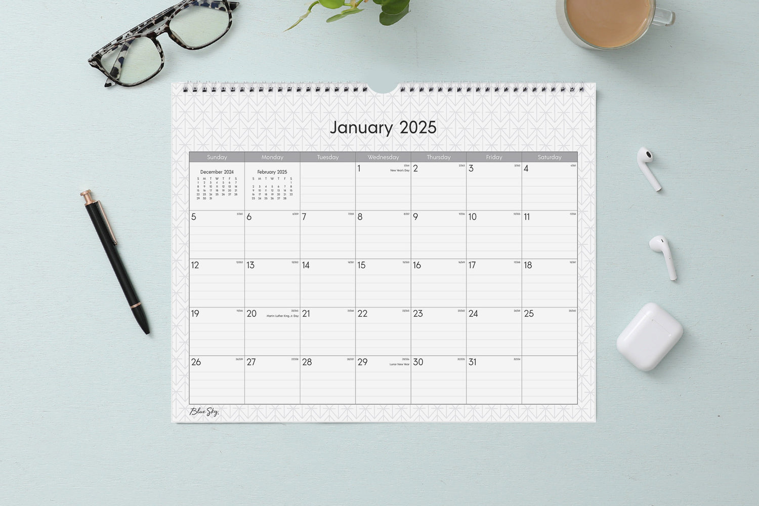 2025 Enteprise 15x12 Wall Calendar Blue Sky