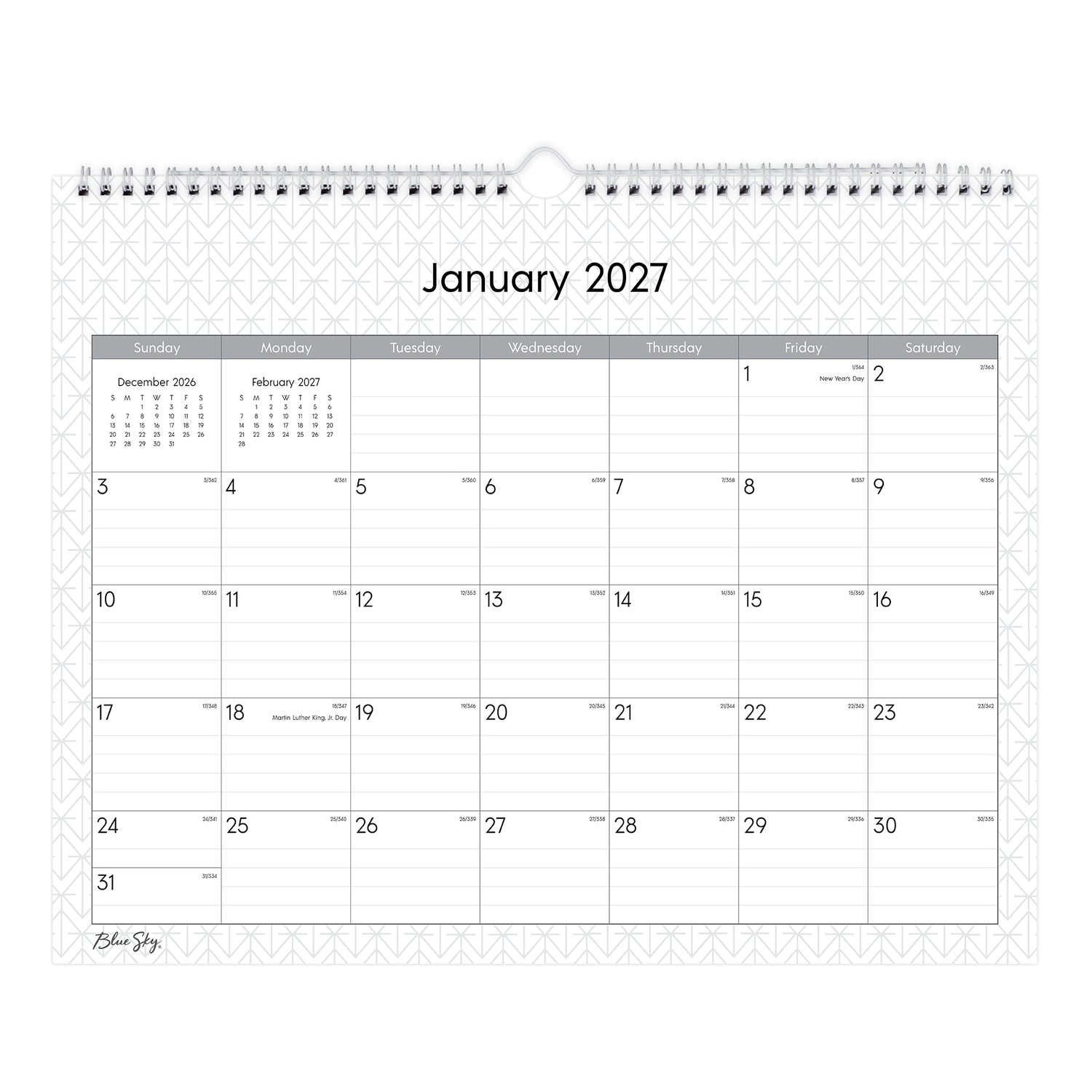 january 2027 - december 2028 wall calendar with professional background