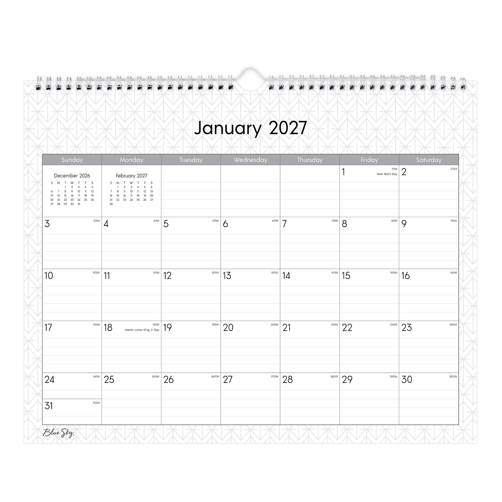 january 2027 - december 2028 wall calendar with professional background