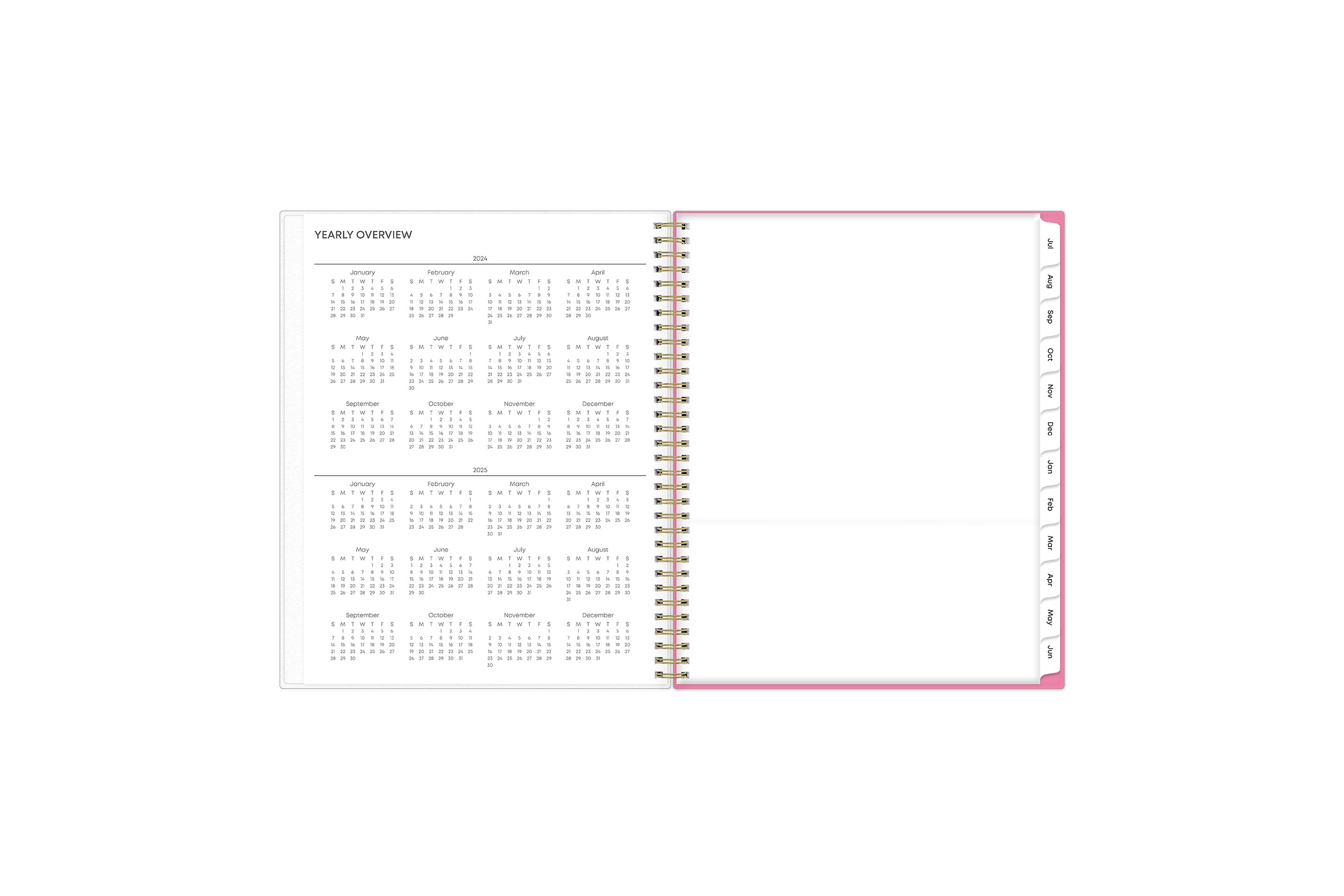 Lined notes pages on the weekly monthly planner for July to June and yearly overview