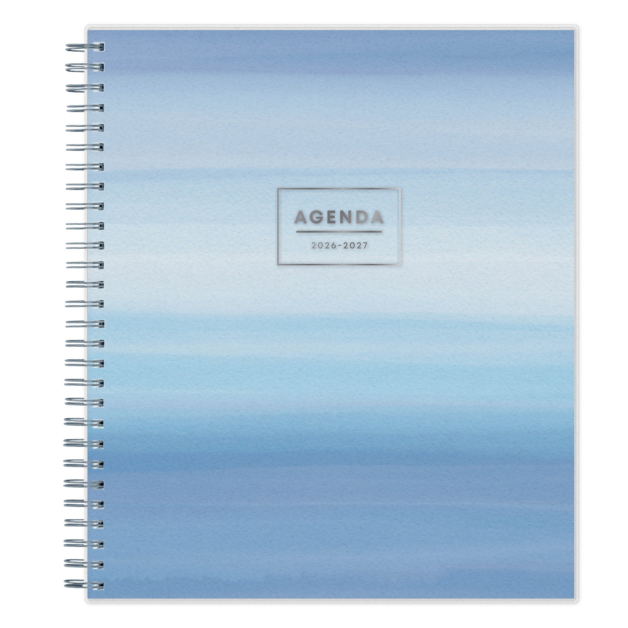 Blue gradient agenda monthly planner label on a white background
