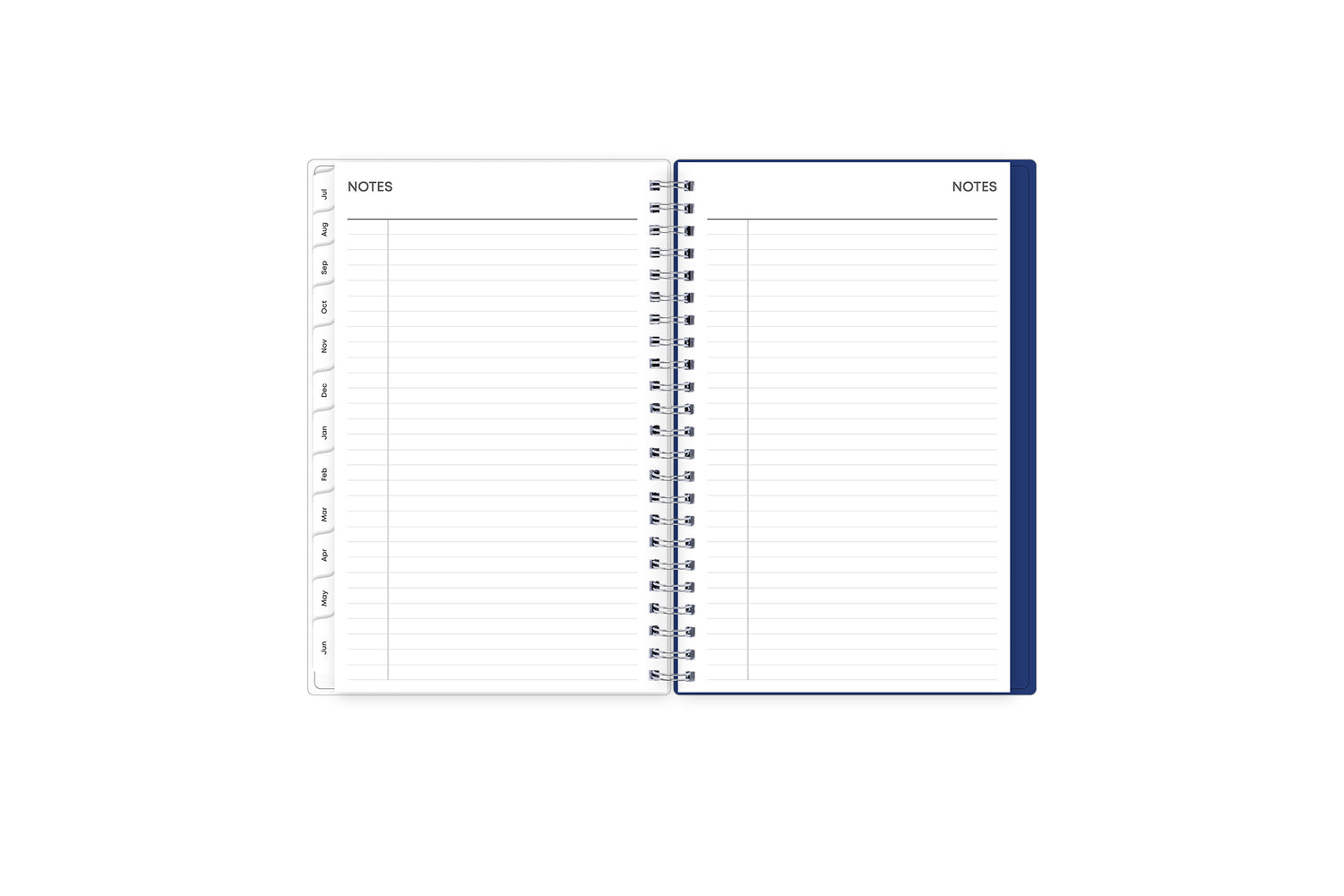 Lined notes pages on the  weekly monthly planner for July to June