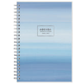 Blue spiral-bound agenda with &
