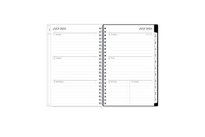 weekly and monthly academic planner featuring a weekly spread with ample lined writing space for notes, to-do list, weekly goals in a 5x8 planner academic planner