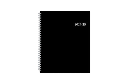  weekly monthly academic planner featuring a solid black cover and silver twin wire-o binding 8.5x11 size
