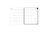 monthly academic planner featuring a monthly spread with lined writing space, a notes section, reference calendars, and pink monthly tabs in 8x10 planner size