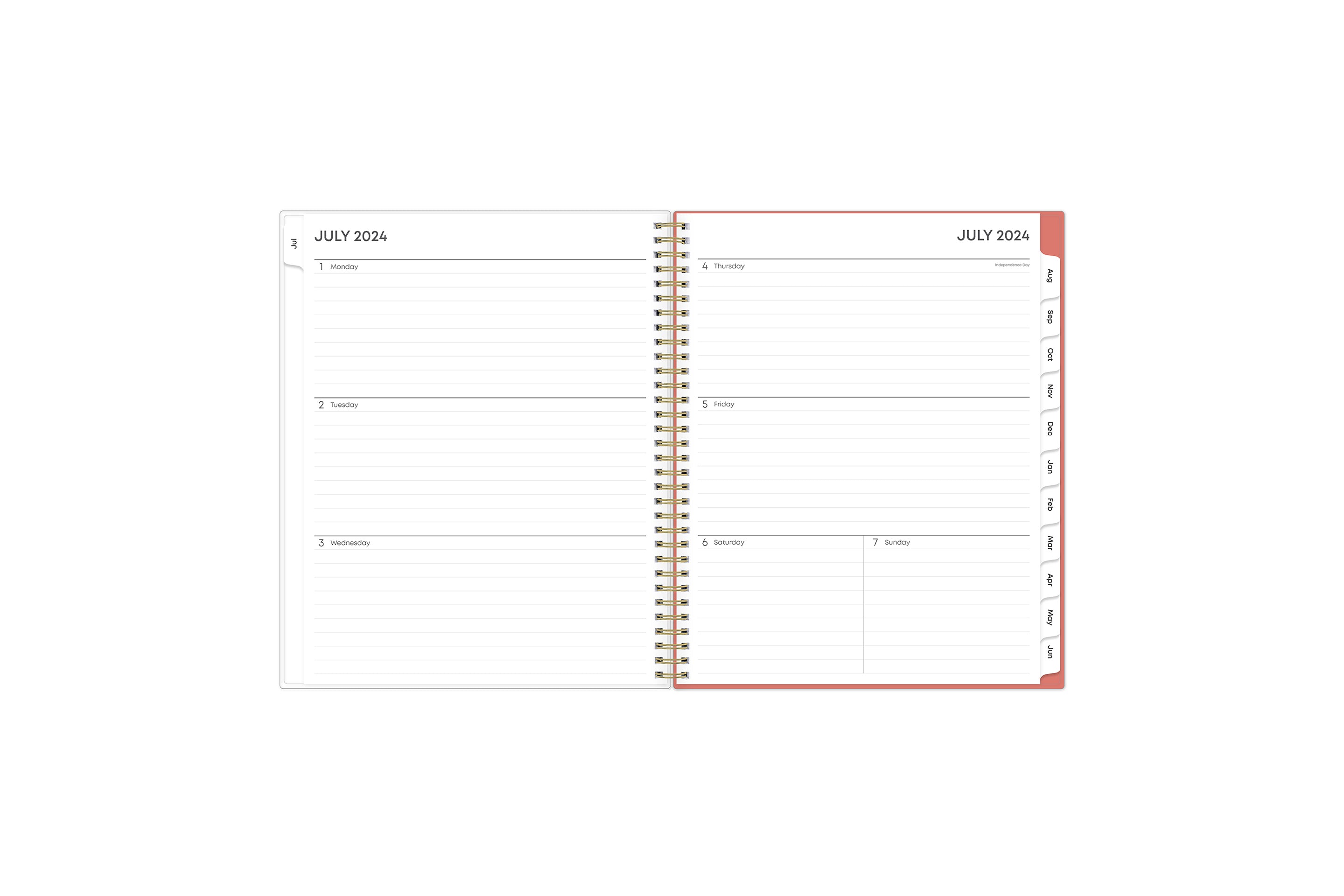 weekly monthly planner features a weekly spread with ample lined writing space for notes, to-do lists, projects, goals, doodling in a 8.5x11 planner size