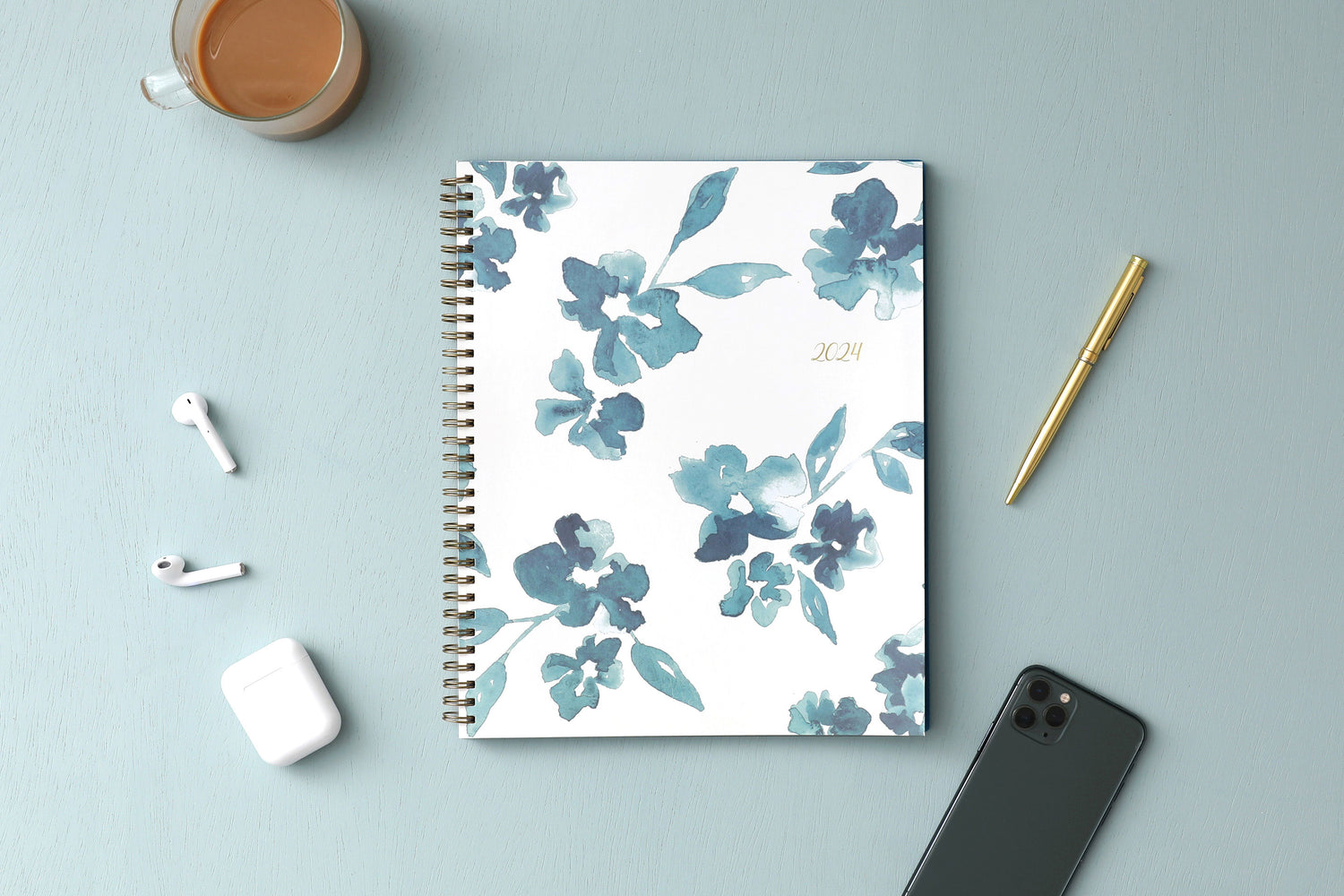 Bakah Blue 2024 Weekly Monthly 8.5x11 Planning Calendar