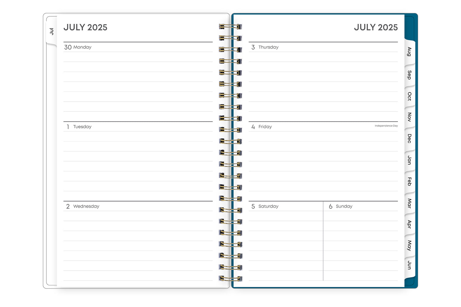 Bakah Blue 2025-2026 Weekly Monthly 5x8 Planning Calendar