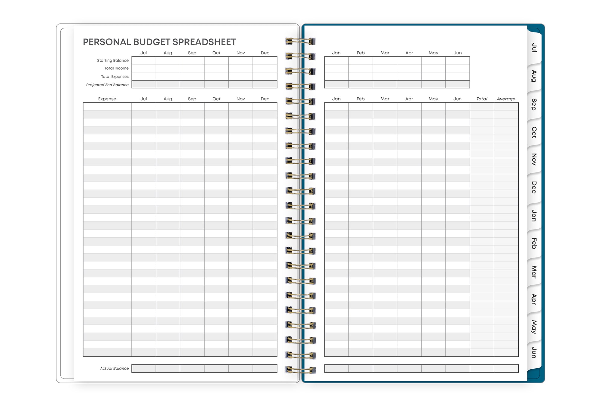 Bakah Blue 2025-2026 Weekly Monthly 5x8 Planning Calendar