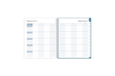 ample lined writing space and teacher lesson planner layout for each class or period, multi colored pattern for each day, and mint green monthly tabs for this weekly monthly lesson planner.