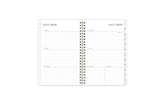 weekly monthly planner features a weekly spread with clean writing space for notes, to-do lists, projects, goals, doodling in a 5x8 planner size