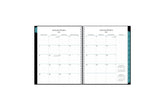 Bilingual January 2024 - December 2024 weekly monthly planner featuring a weekly spread boxes for each day, lined writing space, notes section, reference calendars, and dark blue monthly tabs with white text in 8.5x11 size Calendario De Planificacion.
