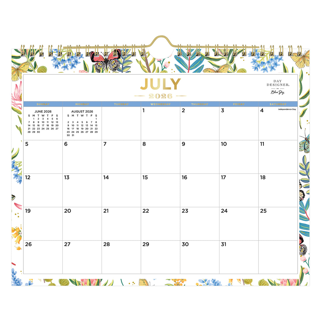 Flutter 2026-2027 Wall Calendar 11x8.75 Day Designer