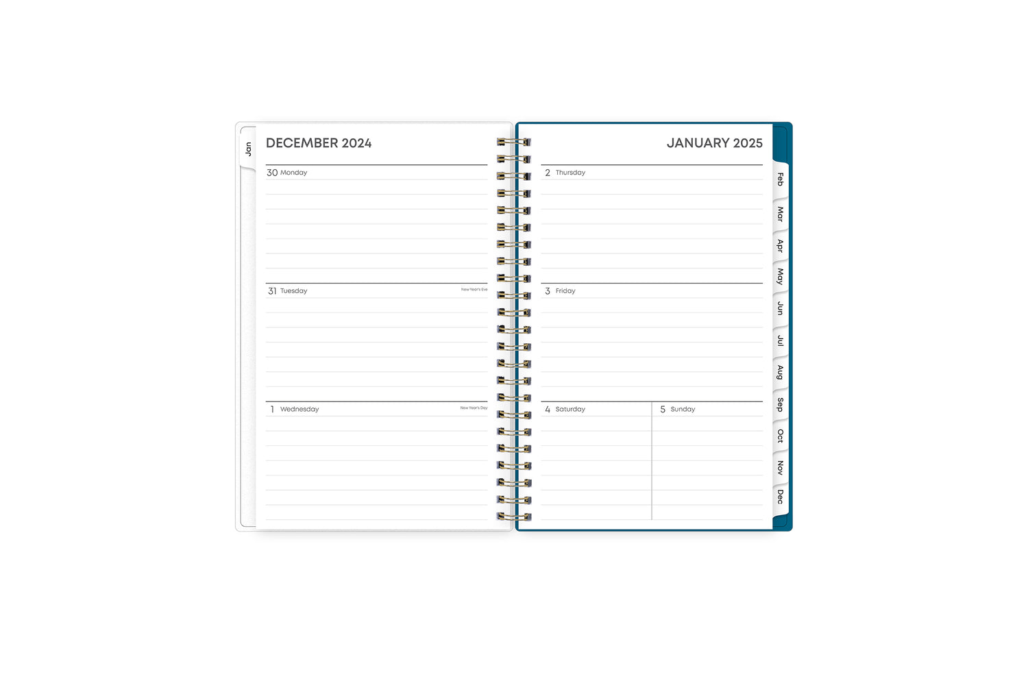 weekly view on this 2025 monthly weekly planner featuring ample lined writing space, weekly to do section, notes section, and blue monthly tabs