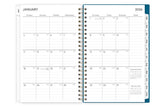 2026 weekly monthly planner featuring a monthly view with lined writing space for each date, reference calendars, and light blue monthly tabs