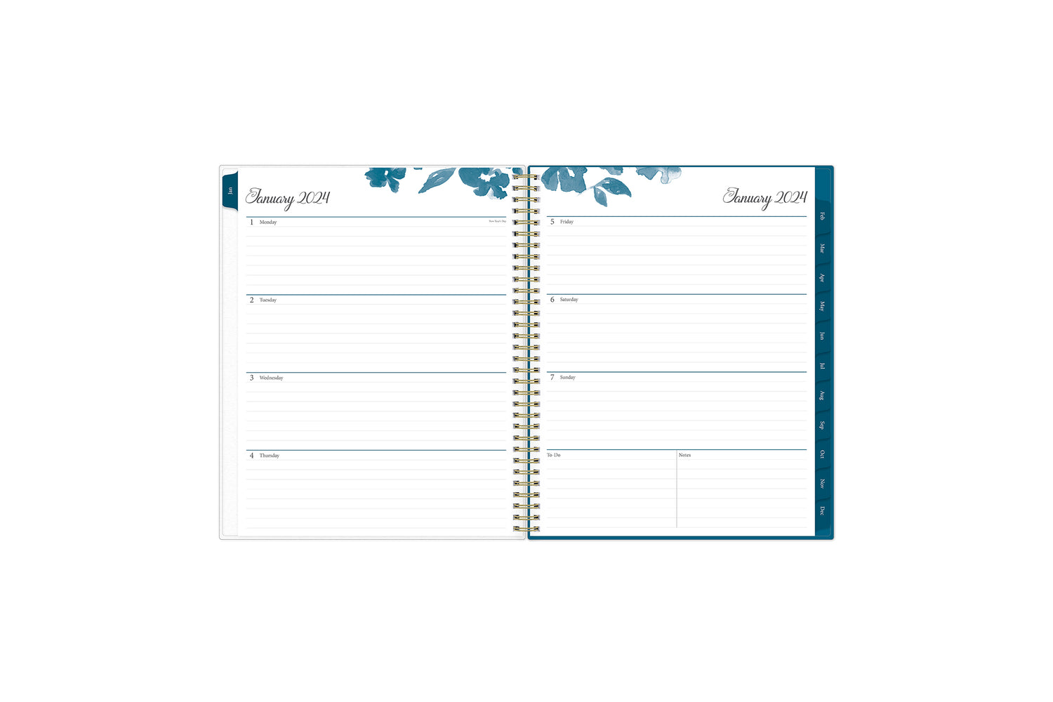 Day Designer Tile Weekly/Monthly Planner, Tile Artwork, 8 x 5, Blue/White  Cover, 12-Month (Jan to Dec): 2024