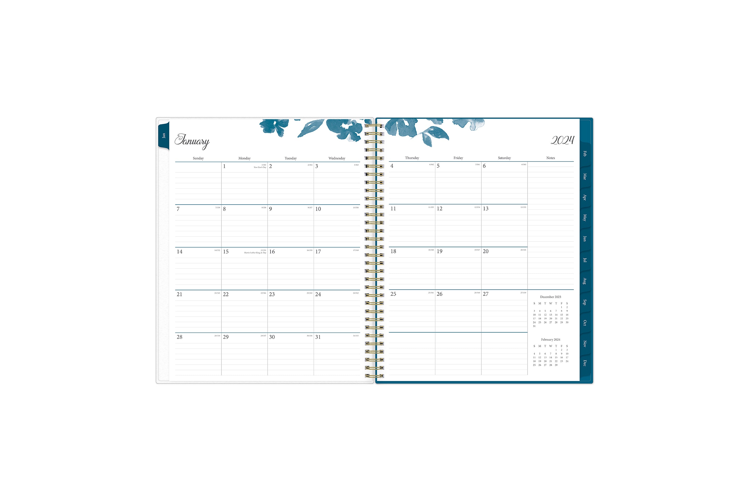 Bakah Blue 2024 Weekly Monthly 8.5x11 Planner – Blue Sky