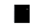 January 2024 - December 2024 weekly monthly planner featuring a black front cover design and silver twin wire-o binding