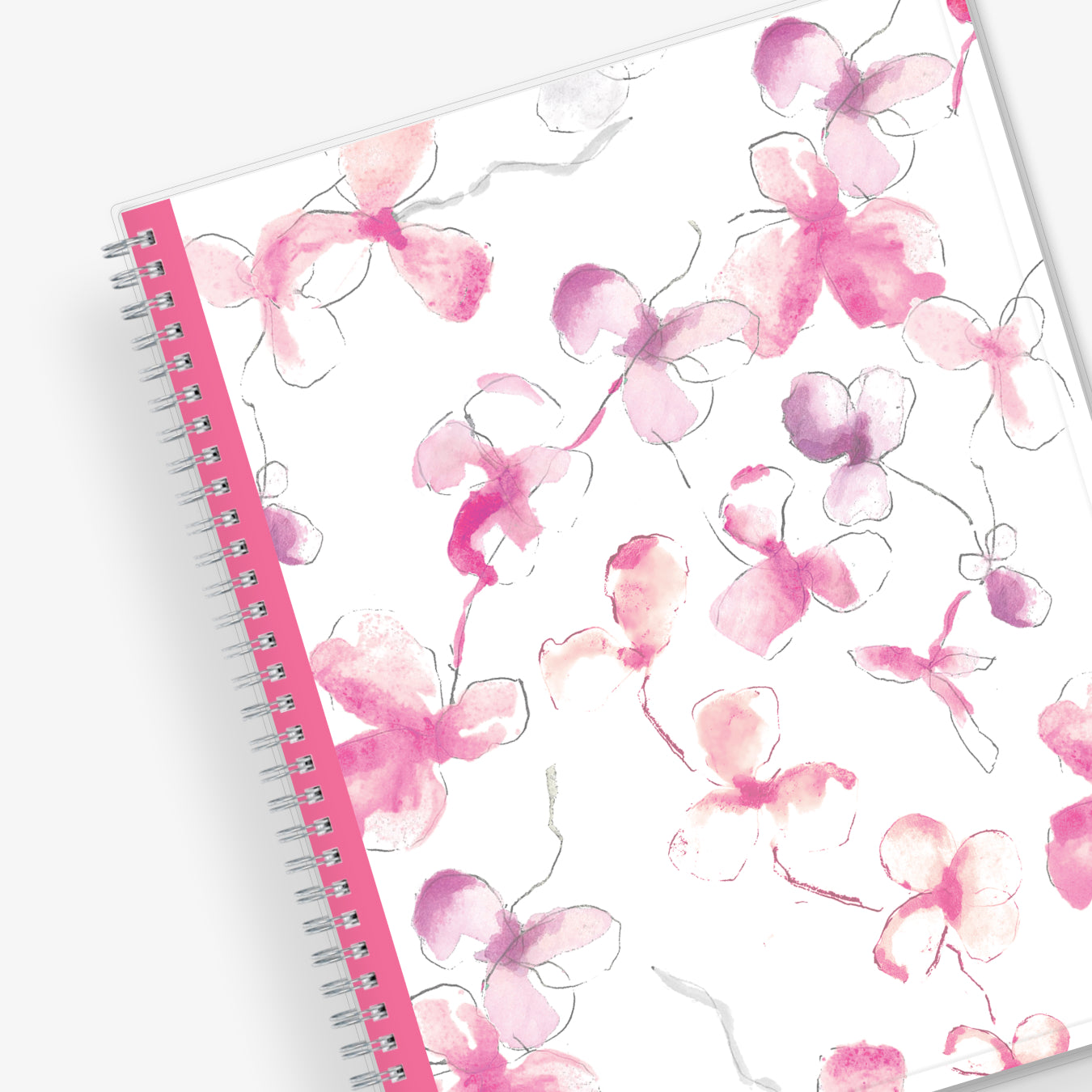 breast cancer awareness 2024 planner by blue sky featuring beautiful pink orchids and white background on the front cover in a 8.5x11 size
