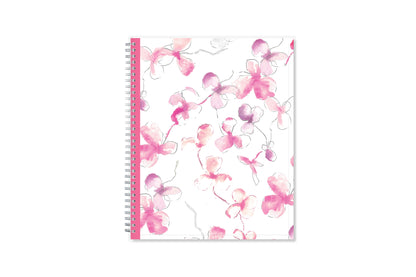 breast cancer awareness 2024 planner by blue sky featuring beautiful pink orchids and white background on the front cover in a 8.5x11 size