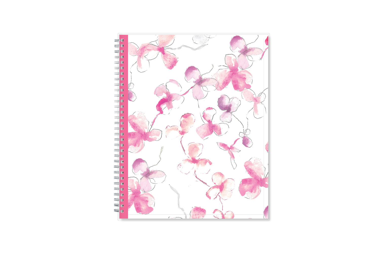 breast cancer awareness 2024 planner by blue sky featuring beautiful pink orchids and white background on the front cover in a 8.5x11 size