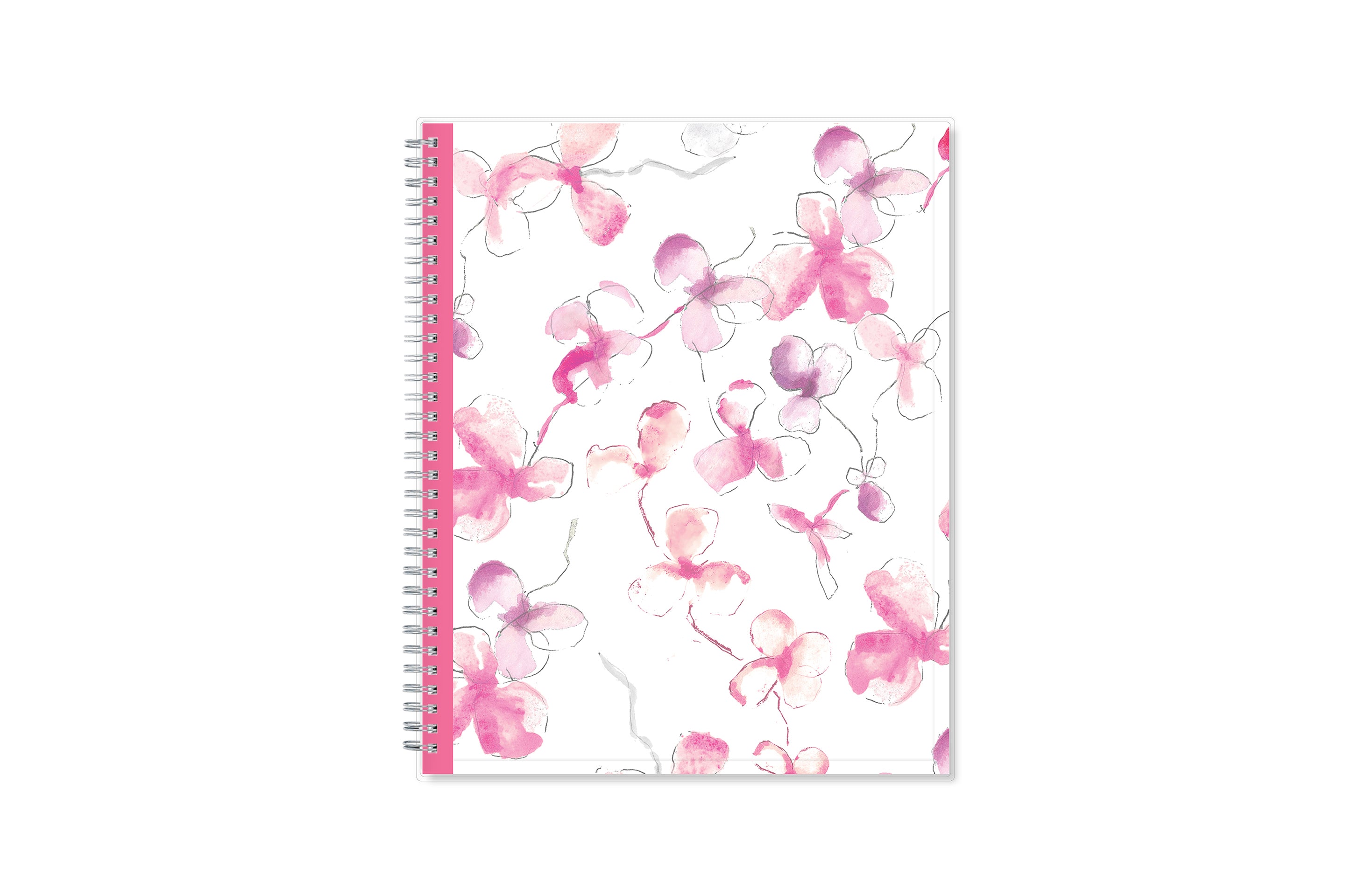 breast cancer awareness 2024 planner by blue sky featuring beautiful pink orchids and white background on the front cover in a 8.5x11 size