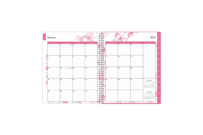 Featuring a January 2024 to December 2024 monthly view, there is lined writing space for each date, a notes section, reference calendars, and teal monthly tabs 8.5x11