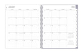 January 2026 - December 2026 weekly monthly planner featuring a monthly view with lined writing space for each date, reference calendars, and light blue monthly tabs